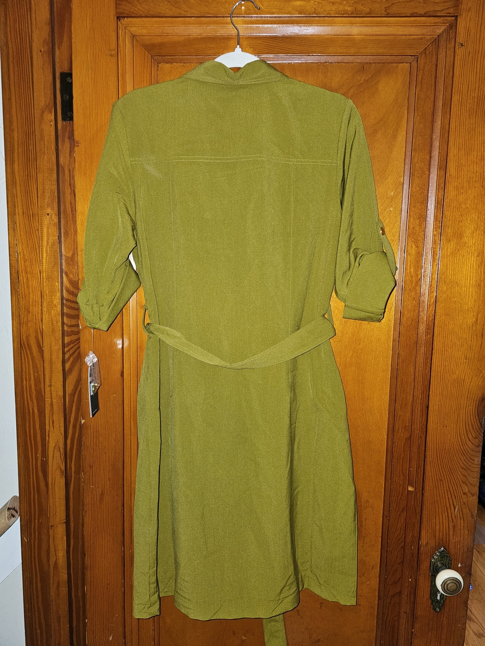 Sharagano Olive Utility Zip-Front Belted Shirt Dress 12 NWT - Picture 6 of 9